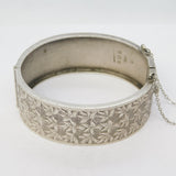 Sterling Silver Leaf Pattern Cuff Bangle Antique 1937 Birmingham Art Deco