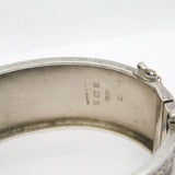 Sterling Silver Leaf Pattern Cuff Bangle Antique 1937 Birmingham Art Deco
