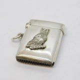 Sterling Silver Novelty Owl Form Vesta Case Antique 1912 Birmingham Art Deco