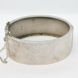 Sterling Silver Leaf Pattern Cuff Bangle Antique 1937 Birmingham Art Deco