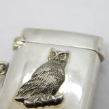 Sterling Silver Novelty Owl Form Vesta Case Antique 1912 Birmingham Art Deco