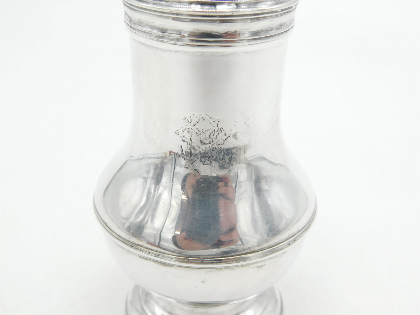 George II Sterling Silver Monogram Muffineer Sugar Caster Antique 1728 London
