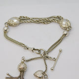 Victorian Sterling Silver Ladies Albertina Watch Chain Bracelet Antique c1860