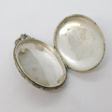 Victorian Sterling Silver Fern Leaf Sweetheart Locket Pendant Antique c1880