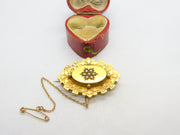 Victorian 15ct Gold & Seed Pearl Mourning Brooch 1864 Birmingham Antique