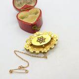 Victorian 15ct Gold & Seed Pearl Mourning Brooch 1864 Birmingham Antique