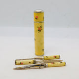 Sterling Silver Colourful Guilloche Enamel Sewing Etui Case Antique c1920 Deco