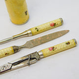 Sterling Silver Colourful Guilloche Enamel Sewing Etui Case Antique c1920 Deco