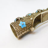 19th Century Chinese Sterling Silver, Enamel, Stone Set Nail Guard Antique c1890