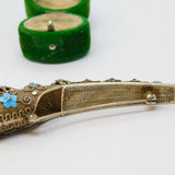 19th Century Chinese Sterling Silver, Enamel, Stone Set Nail Guard Antique c1890