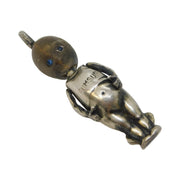 WW1 Sterling Silver Wooden 'Fumsup - Touch Wud' Lucky Charm Antique c1915