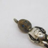 WW1 Sterling Silver Wooden 'Fumsup - Touch Wud' Lucky Charm Antique c1915
