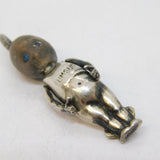 WW1 Sterling Silver Wooden 'Fumsup - Touch Wud' Lucky Charm Antique c1915
