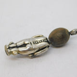 WW1 Sterling Silver Wooden 'Fumsup - Touch Wud' Lucky Charm Antique c1915