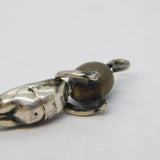 WW1 Sterling Silver Wooden 'Fumsup - Touch Wud' Lucky Charm Antique c1915