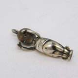 WW1 Sterling Silver Wooden 'Fumsup - Touch Wud' Lucky Charm Antique c1915