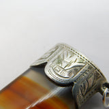 Sterling Silver Topped Banded Red Agate Large Pendant Fob Antique 1911 Birmingham