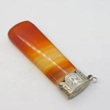 Sterling Silver Topped Banded Red Agate Large Pendant Fob Antique 1911 Birmingham