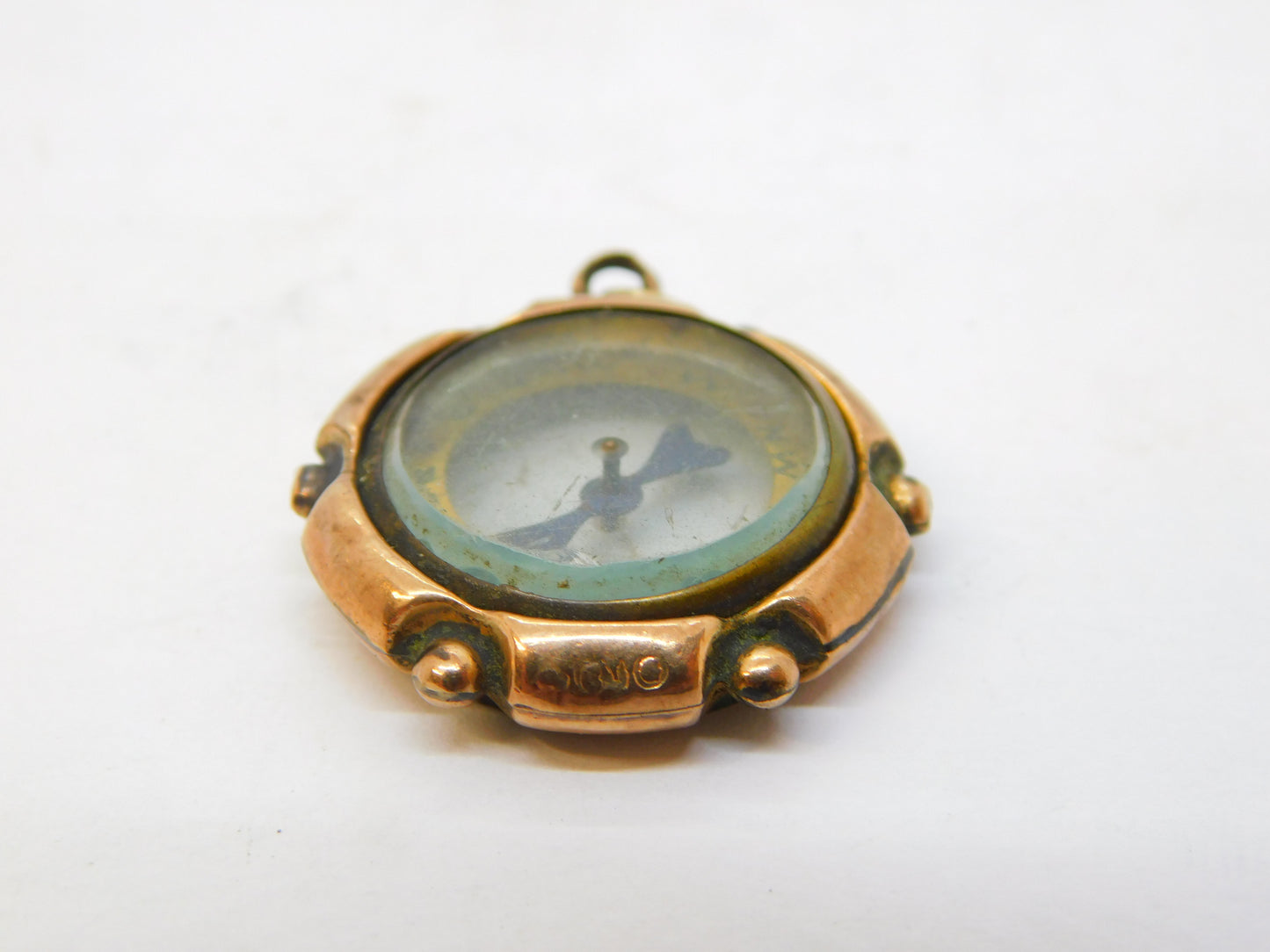Edwardian 9ct Rose Gold Travellers Compass Pendant Fob Antique c1910