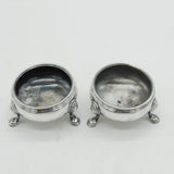 George II Sterling Silver Pair of Paw Foot Salt Cellars Antique 1754 London