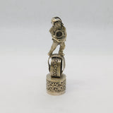 19th Century Dutch Silver Novelty Elf Form Monogram Desk Seal Antique c1860