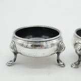 George II Sterling Silver Pair of Paw Foot Salt Cellars Antique 1754 London