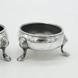 George II Sterling Silver Pair of Paw Foot Salt Cellars Antique 1754 London