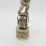 19th Century Dutch Silver Novelty Elf Form Monogram Desk Seal Antique c1860