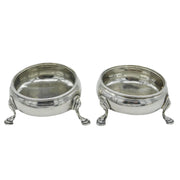 George III Pair of Sterling Silver Paw Foot Salt Cellars Antique 1770 London