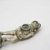 19th Century Dutch Silver Novelty Elf Form Monogram Desk Seal Antique c1860