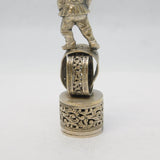 19th Century Dutch Silver Novelty Elf Form Monogram Desk Seal Antique c1860