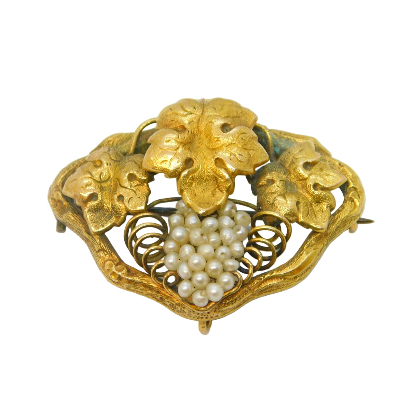 George III 18ct Yellow Gold, Seed Pearl Set Sweetheart Brooch Antique c1790