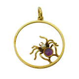 Edwardian 15ct Yellow Gold, Amethyst, Pearl Spider Pendant Antique c1910