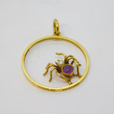 Edwardian 15ct Yellow Gold, Amethyst, Pearl Spider Pendant Antique c1910