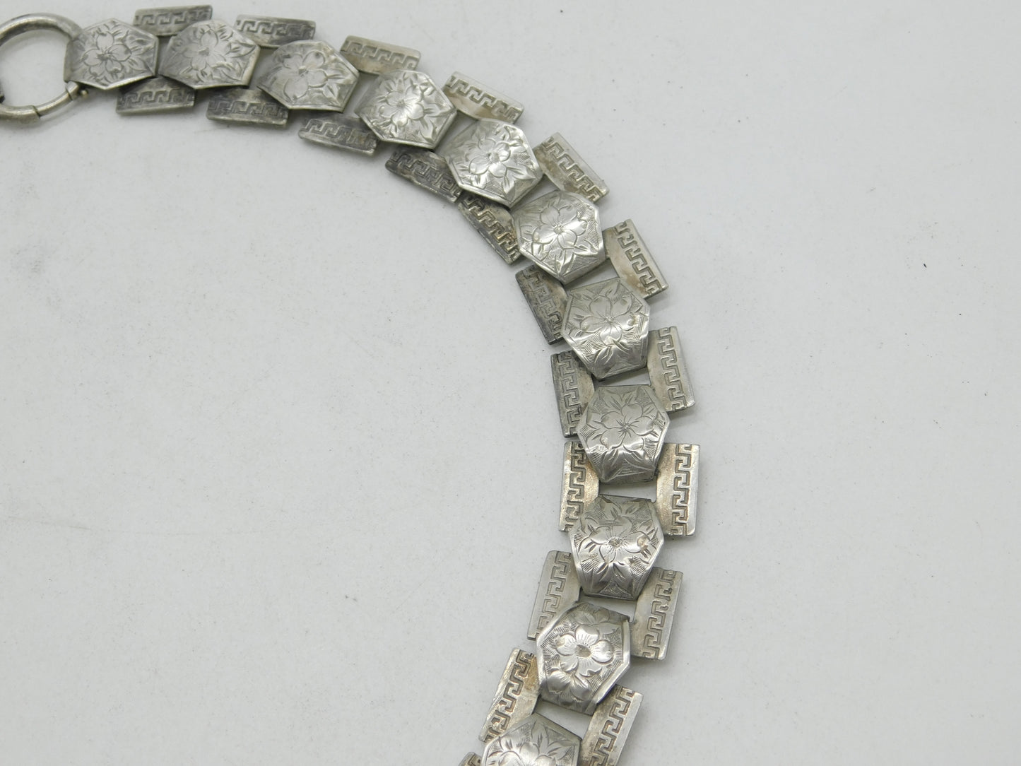 Victorian Sterling Silver Floral Book Locket Collar Necklace Antique c1860