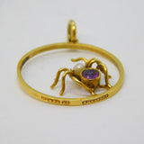 Edwardian 15ct Yellow Gold, Amethyst, Pearl Spider Pendant Antique c1910