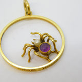 Edwardian 15ct Yellow Gold, Amethyst, Pearl Spider Pendant Antique c1910
