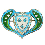 French Canadian Sterling Silver Enamel Large Heraldic Dress Brooch Antique c1920