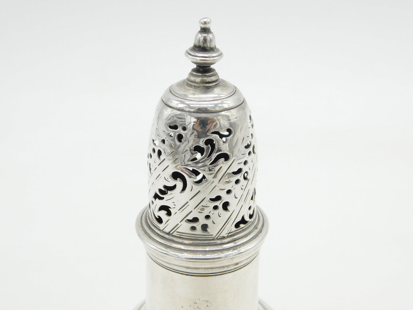 George II Sterling Silver Crested Muffineer Sugar Caster Antique 1750 London