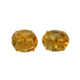 9ct Yellow Gold Orange Citrine Set Stud Earrings Vintage c1970