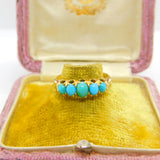 Victorian 18ct Yellow Gold Five-Stone Cabochon Turquoise Band Ring c1890 Antique