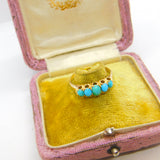 Victorian 18ct Yellow Gold Five-Stone Cabochon Turquoise Band Ring c1890 Antique