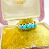 Victorian 18ct Yellow Gold Five-Stone Cabochon Turquoise Band Ring c1890 Antique