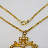 Edwardian 15ct Yellow Gold Seed Pearl Set Floral Pendant Necklace Antique c1910