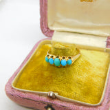 Victorian 18ct Yellow Gold Five-Stone Cabochon Turquoise Band Ring c1890 Antique