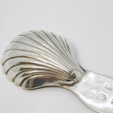 George III Sterling Silver Bright Cut Shell Tea Caddy Spoon Antique 1785 London