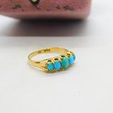 Victorian 18ct Yellow Gold Five-Stone Cabochon Turquoise Band Ring c1890 Antique