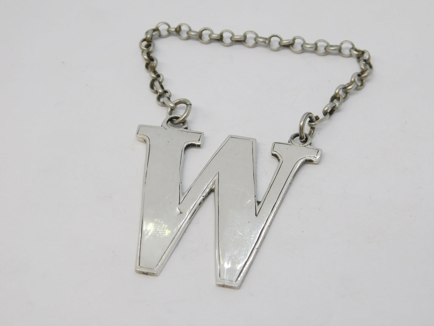 Victorian Sterling Silver 'W' Whisky Decanter Label Antique 1839 London