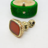 Victorian 9ct Yellow Gold & Carnelian Agate Fob Seal Pendant Antique c1860