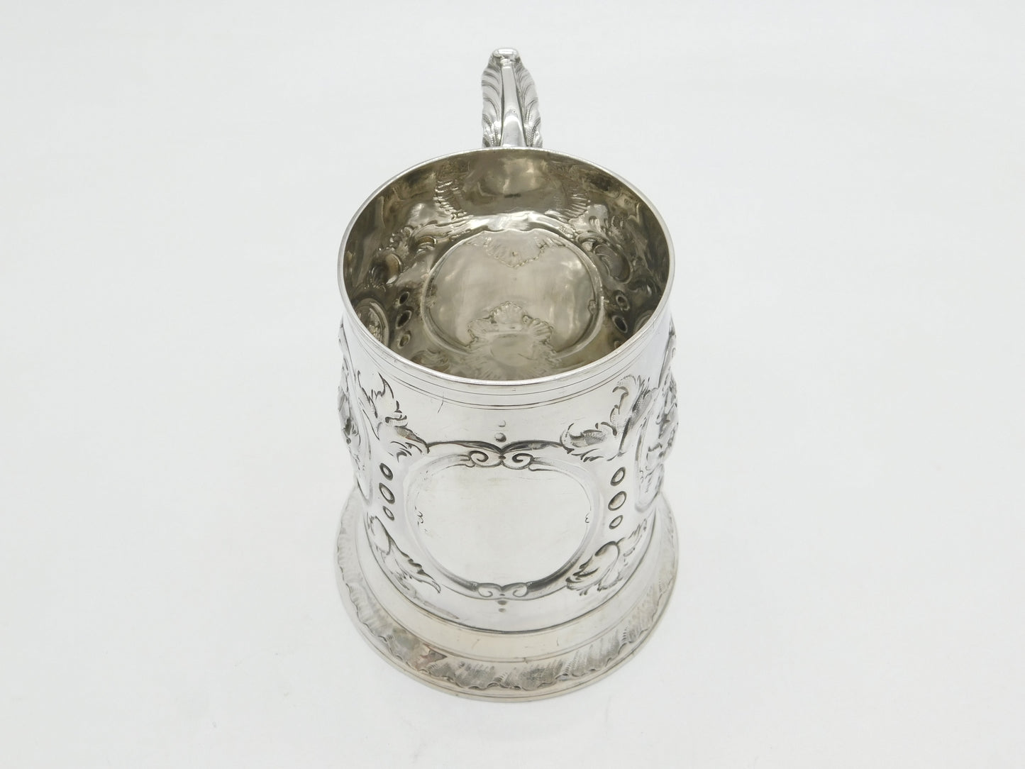 Newcastle George III Sterling Silver Floral Pint Tankard Antique c1795 Robertson